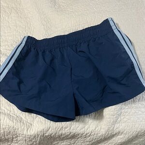 Navy Blue Women's Shorts with Light Blue Stripes